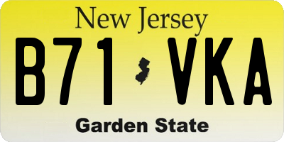 NJ license plate B71VKA