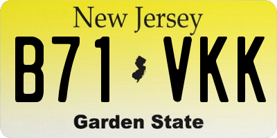 NJ license plate B71VKK