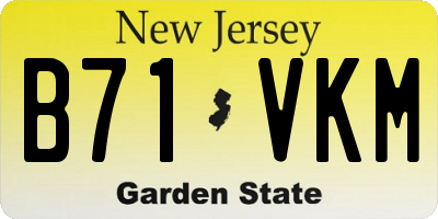 NJ license plate B71VKM