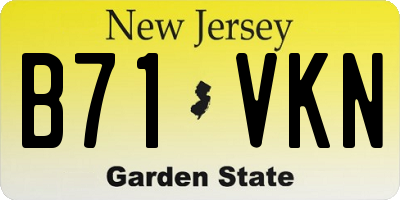 NJ license plate B71VKN