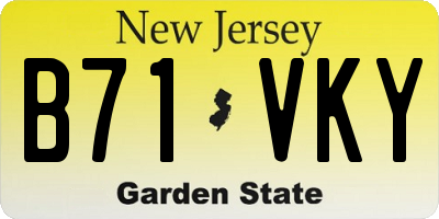 NJ license plate B71VKY