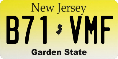 NJ license plate B71VMF