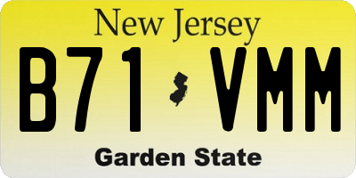 NJ license plate B71VMM
