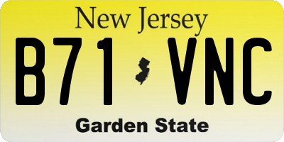 NJ license plate B71VNC