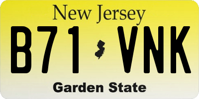 NJ license plate B71VNK