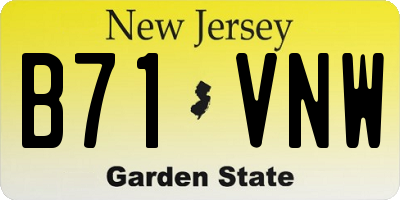 NJ license plate B71VNW