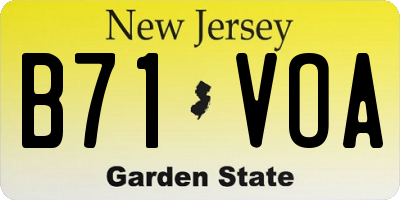 NJ license plate B71VOA