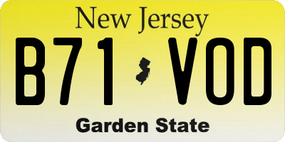 NJ license plate B71VOD