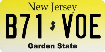 NJ license plate B71VOE