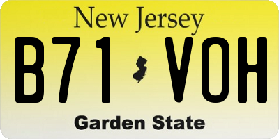 NJ license plate B71VOH