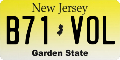 NJ license plate B71VOL