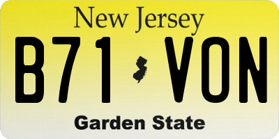 NJ license plate B71VON