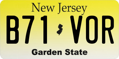 NJ license plate B71VOR