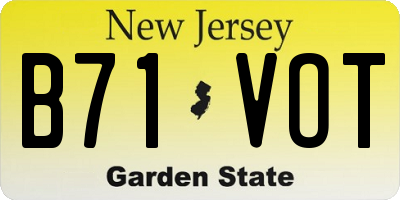NJ license plate B71VOT