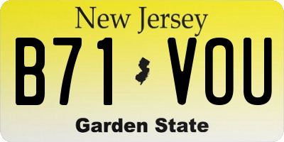 NJ license plate B71VOU