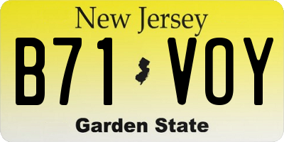 NJ license plate B71VOY