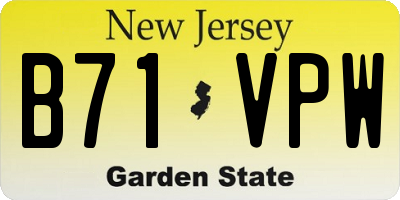 NJ license plate B71VPW