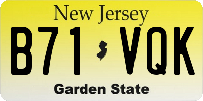 NJ license plate B71VQK