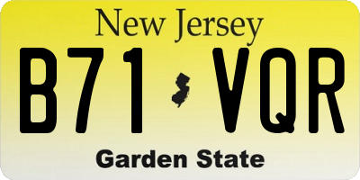 NJ license plate B71VQR