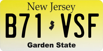 NJ license plate B71VSF
