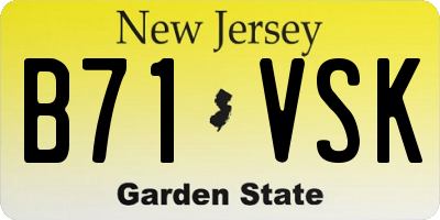 NJ license plate B71VSK