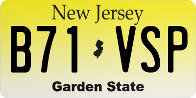NJ license plate B71VSP