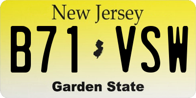 NJ license plate B71VSW
