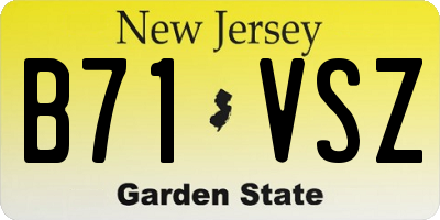 NJ license plate B71VSZ