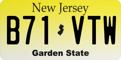 NJ license plate B71VTW
