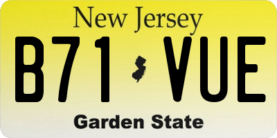 NJ license plate B71VUE