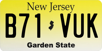 NJ license plate B71VUK