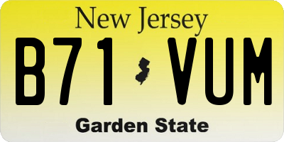 NJ license plate B71VUM