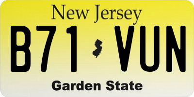 NJ license plate B71VUN