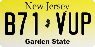 NJ license plate B71VUP