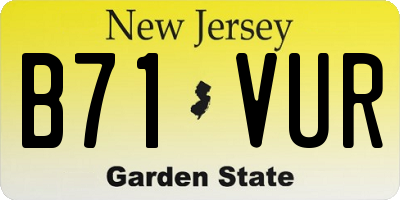 NJ license plate B71VUR