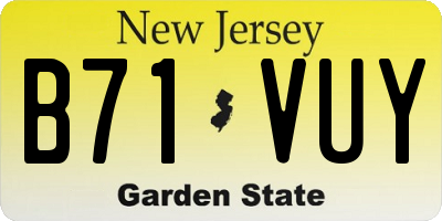 NJ license plate B71VUY