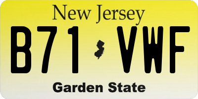 NJ license plate B71VWF