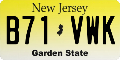 NJ license plate B71VWK