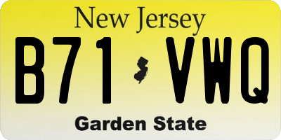 NJ license plate B71VWQ