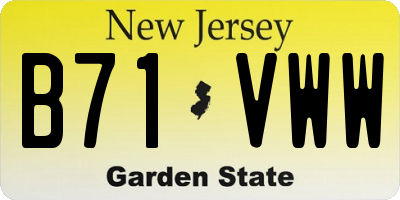 NJ license plate B71VWW