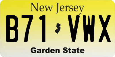 NJ license plate B71VWX