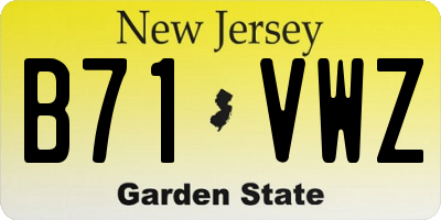 NJ license plate B71VWZ