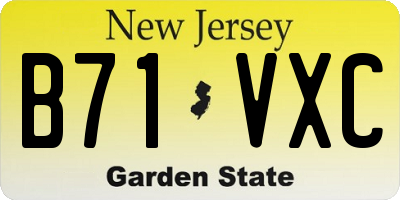 NJ license plate B71VXC