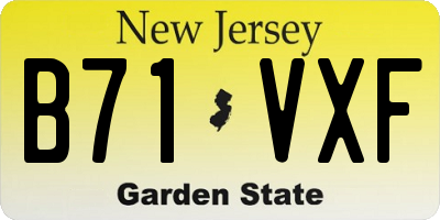 NJ license plate B71VXF