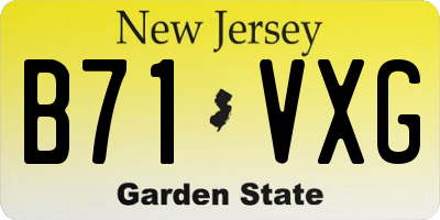 NJ license plate B71VXG
