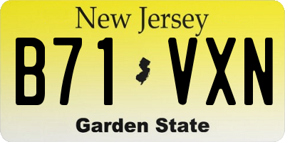 NJ license plate B71VXN