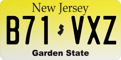 NJ license plate B71VXZ