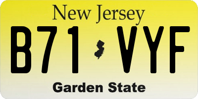 NJ license plate B71VYF