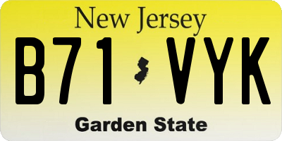 NJ license plate B71VYK