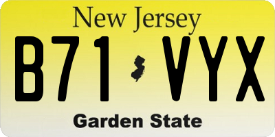 NJ license plate B71VYX